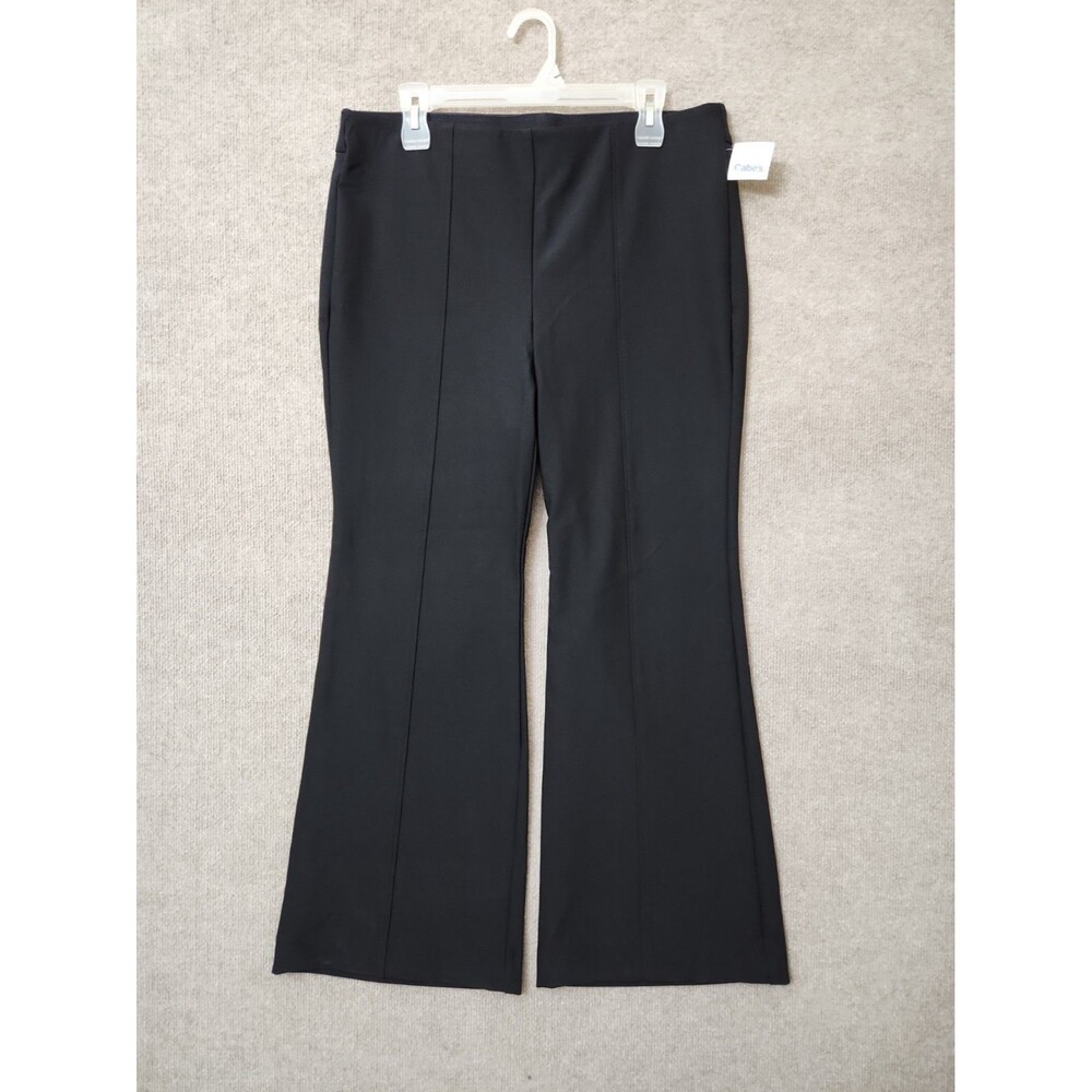 Chicos So Slimming Stretch Flare Pants Womens 2P US 12 Petite Black Pull On NWOT